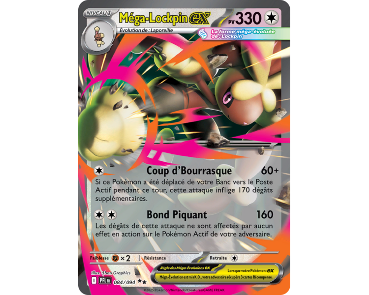 Méga-Lockpin-ex Pv 330 84/094 - Carte Double Rare - Méga-Évolution Flammes Fantasmagoriques