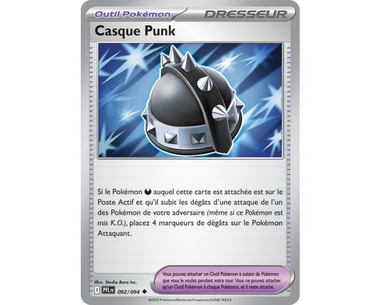 Objet Casque Punk 92/094 - Carte Peu Commune Reverse - Méga-Évolution Flammes Fantasmagoriques