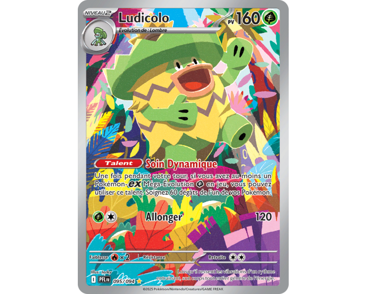 Ludicolo Pv 160 95/094 - Carte Illustration rare Secrète - Méga-Évolution Flammes Fantasmagoriques