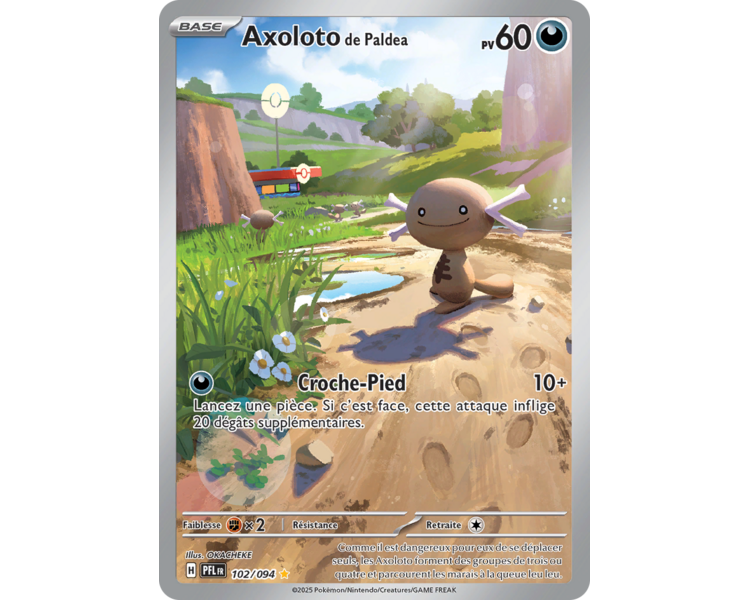 Axoloto de Paldea Pv 60 102/094 - Carte Illustration rare Secrète - Méga-Évolution Flammes Fantasmagoriques