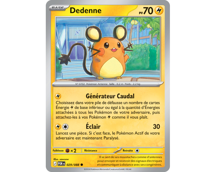 Dedenne Pv 70 029/88 - Carte Commune Reverse - Méga-Évolution Équilibre Parfait