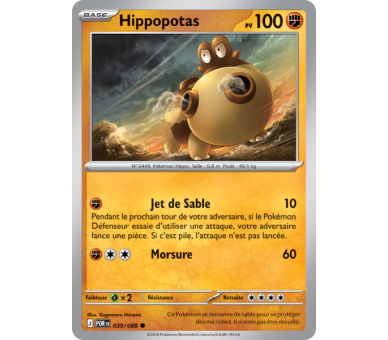 Hippopotas Pv 100 039/88 - Carte Commune - Méga-Évolution Équilibre Parfait