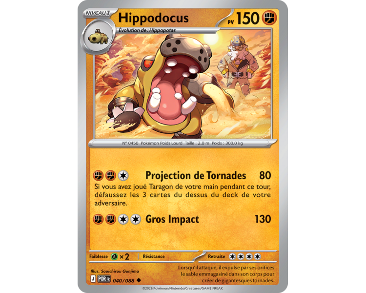 Hippodocus Pv 150 040/88 - Carte Peu Commune Reverse - Méga-Évolution Équilibre Parfait