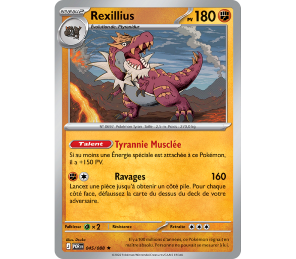 Rexillius Pv 180 045/88 - Carte Rare Holographique - Méga-Évolution Équilibre Parfait