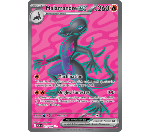 Malamandre-ex Pv 260 101/88 - Carte Ultra Rare Secrète - Méga-Évolution Équilibre Parfait