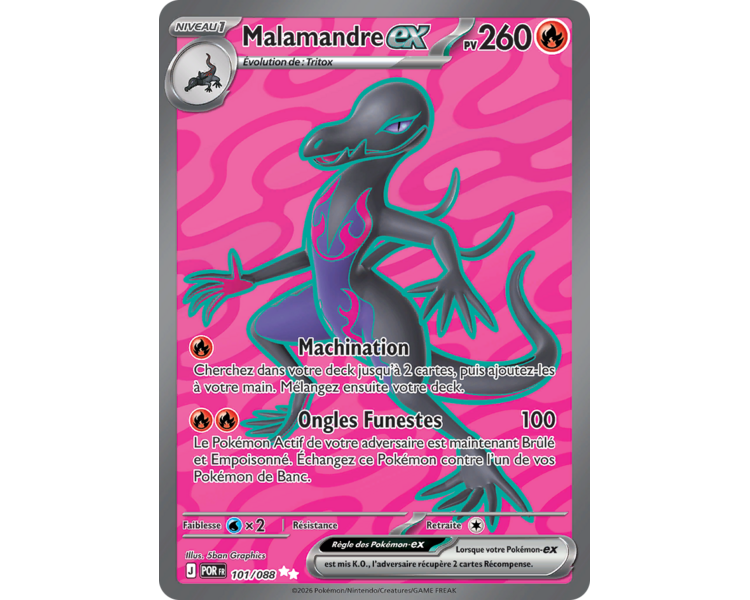 Malamandre-ex Pv 260 101/88 - Carte Ultra Rare Secrète - Méga-Évolution Équilibre Parfait