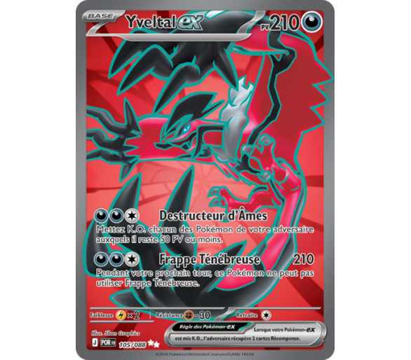 Yveltal-ex Pv 210 105/88 - Carte Ultra Rare Secrète - Méga-Évolution Équilibre Parfait