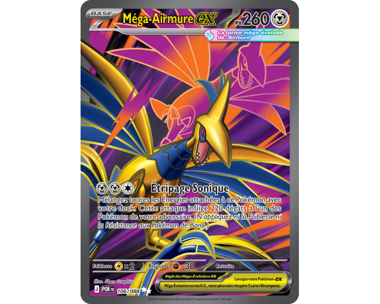 Méga-Airmure-ex Pv 260 106/88 - Carte Ultra Rare Secrète - Méga-Évolution Équilibre Parfait