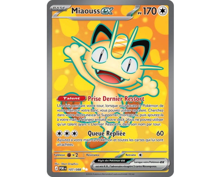 Miaouss-ex Pv 170 107/88 - Carte Ultra Rare Secrète - Méga-Évolution Équilibre Parfait