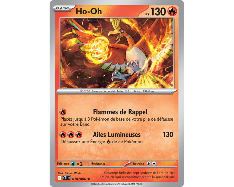 Ho-Oh Pv 130 010/86 - Carte Rare Reverse - Méga-Évolution Chaos Ascendant