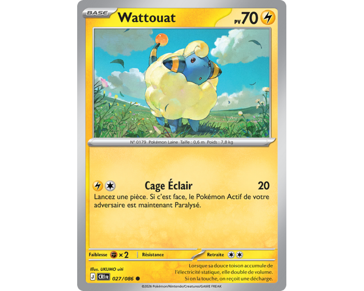 Wattouat Pv 70 027/86 - Carte Commune Reverse - Méga-Évolution Chaos Ascendant