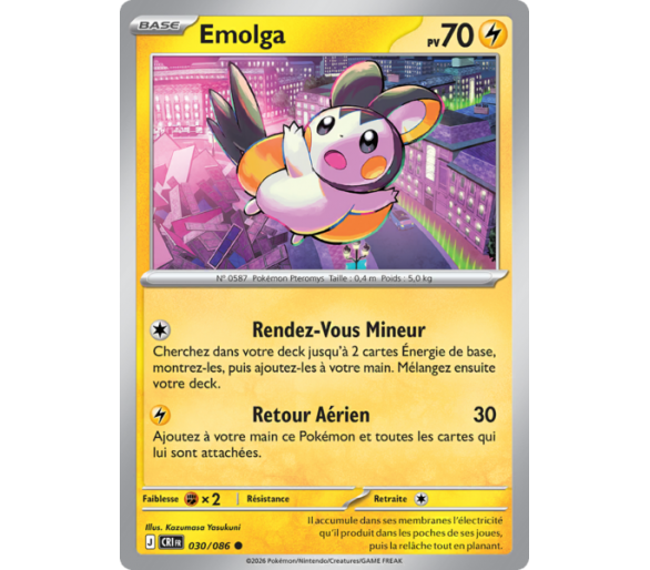 Emolga Pv 70 030/86 - Carte Commune Reverse - Méga-Évolution Chaos Ascendant