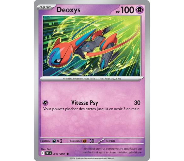 Deoxys Pv 100 034/86 - Carte Peu Commune Reverse - Méga-Évolution Chaos Ascendant