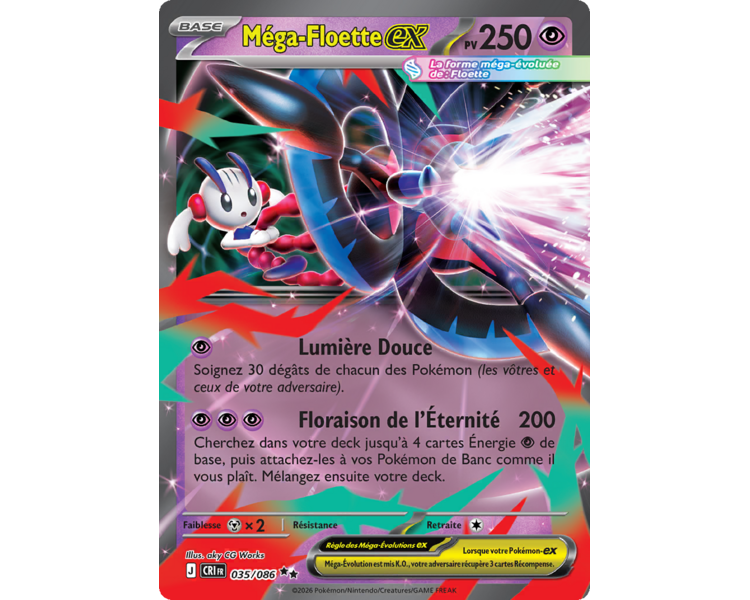 Méga-Floette-ex Pv 250 035/086 - Carte Double Rare - Méga-Évolution Chaos Ascendant