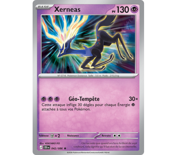 Xerneas Pv 130 042/86 - Carte Rare Holographique - Méga-Évolution Chaos Ascendant