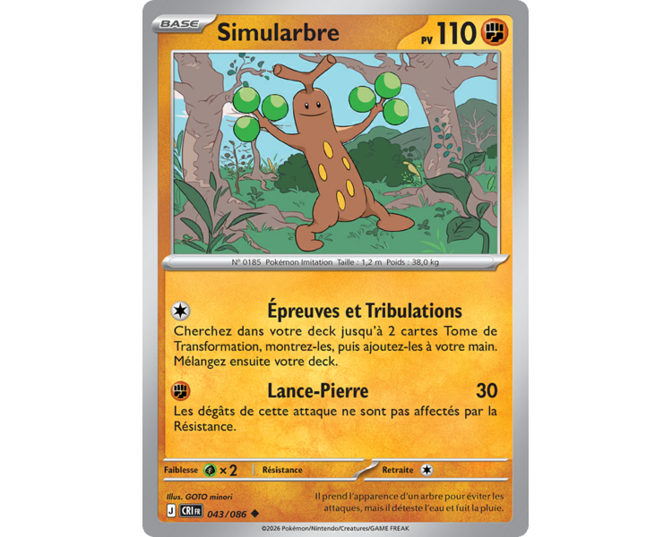 Simularbre Pv 110 043/86 - Carte Peu Commune Reverse - Méga-Évolution Chaos Ascendant