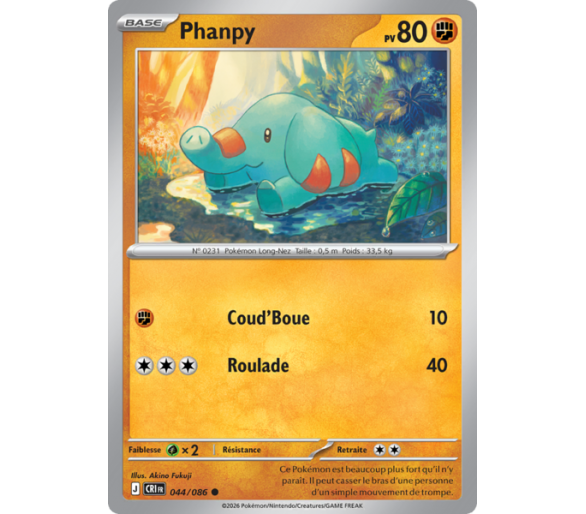 Phanpy Pv 80 04/86 - Carte Commune Reverse - Méga-Évolution Chaos Ascendant