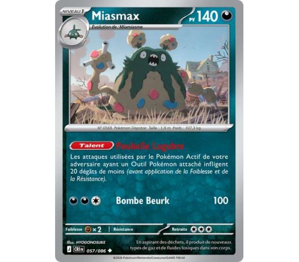 Miasmax Pv 140 057/86 - Carte Peu Commune Reverse - Méga-Évolution Chaos Ascendant