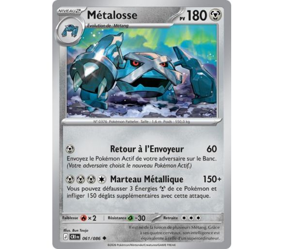 Métalosse Pv 180 061/86 - Carte Peu Commune Reverse - Méga-Évolution Chaos Ascendant