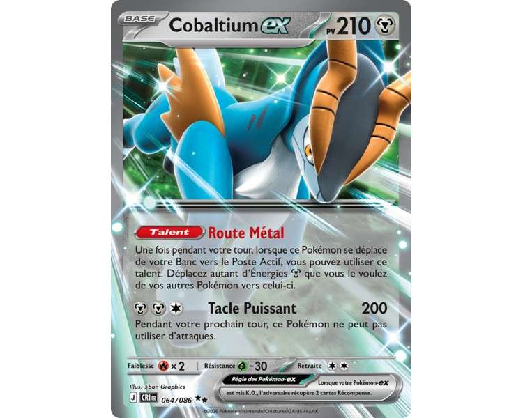 Cobaltium-ex Pv 210 064/086 - Carte Double Rare - Méga-Évolution Chaos Ascendant