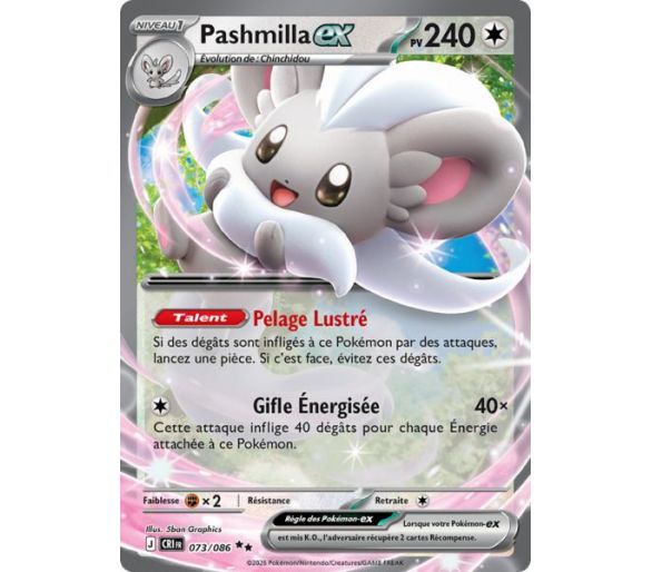 Pashmilla-ex Pv 240 073/086 - Carte Double Rare - Méga-Évolution Chaos Ascendant
