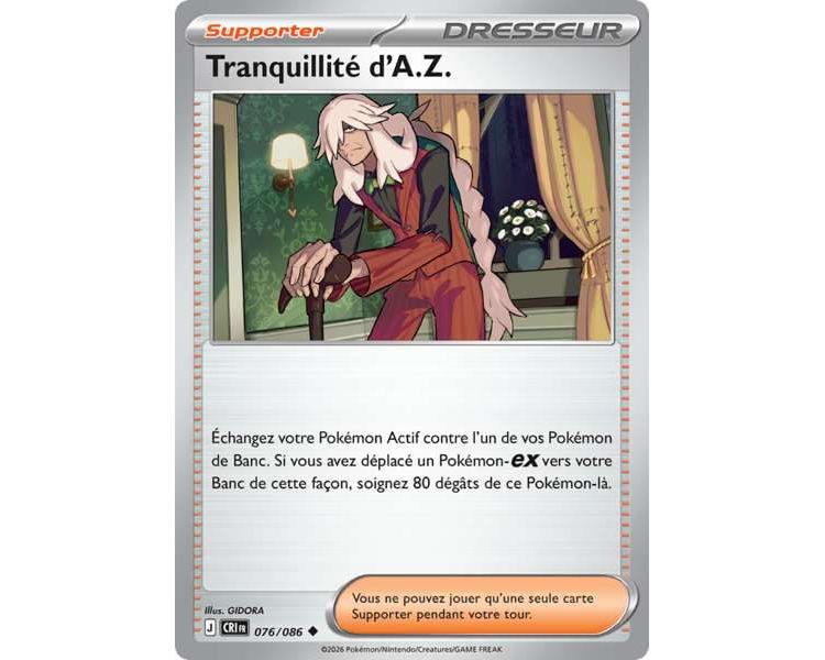 Supporter Tranquillité d'A.Z. 76/86 - Carte Peu Commune Reverse - Méga-Évolution Chaos Ascendant