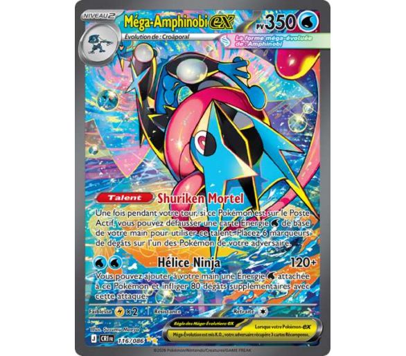 Méga-Amphinobi-ex Pv 350 116/86 - Carte Secrète Illustration spéciale Rare - Méga-Évolution Chaos Ascendant