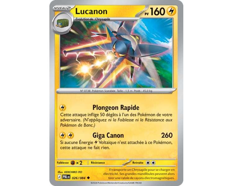 Lucanon Pv 160 026/084 - Carte Peu Commune Reverse - Méga-Évolution Nuit Noire