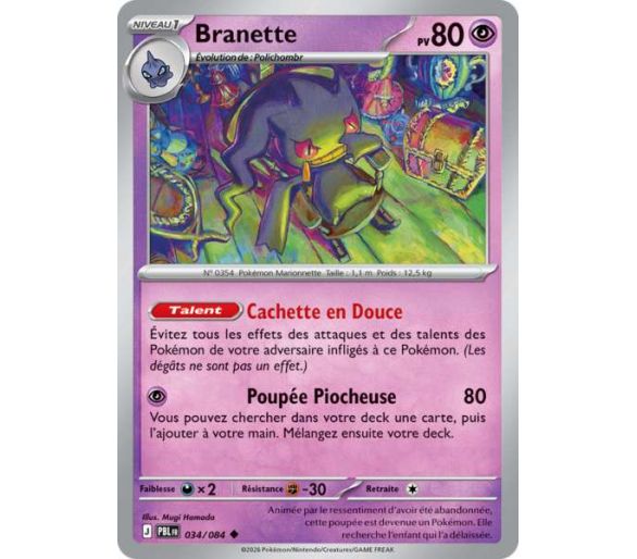 Branette Pv 80 034/084 - Carte Peu Commune Reverse - Méga-Évolution Nuit Noire