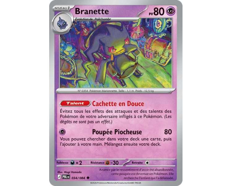 Branette Pv 80 034/084 - Carte Peu Commune Reverse - Méga-Évolution Nuit Noire