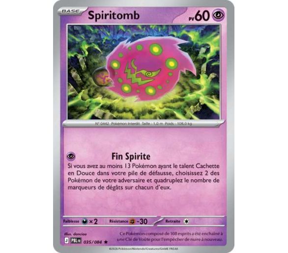 Spiritomb Pv 60 035/084 - Carte Rare Holographique - Méga-Évolution Nuit Noire
