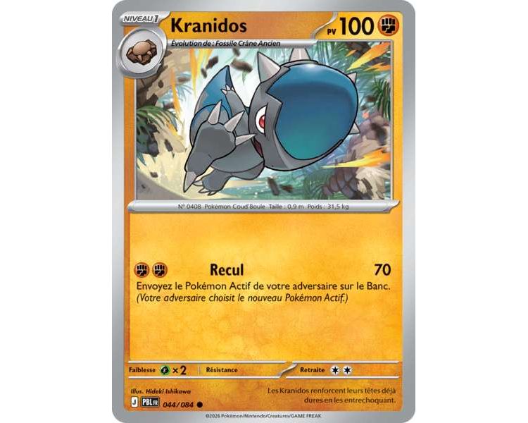 Kranidos Pv 100 044/084 - Carte Commune Reverse - Méga-Évolution Nuit Noire