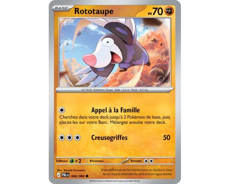 Rototaupe Pv 70 046/084 - Carte Commune Reverse - Méga-Évolution Nuit Noire