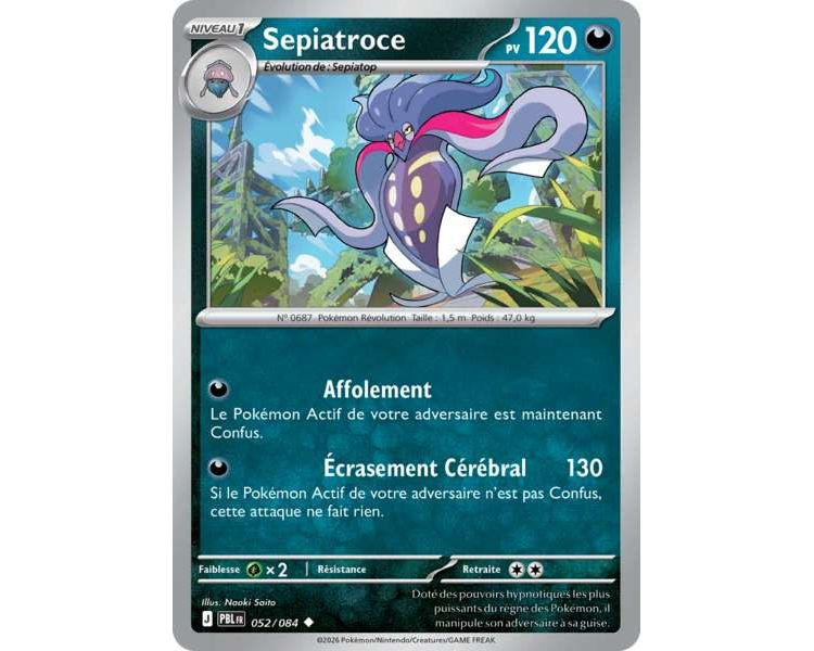 Sepiatroce Pv 120 052/084 - Carte Peu Commune Reverse - Méga-Évolution Nuit Noire