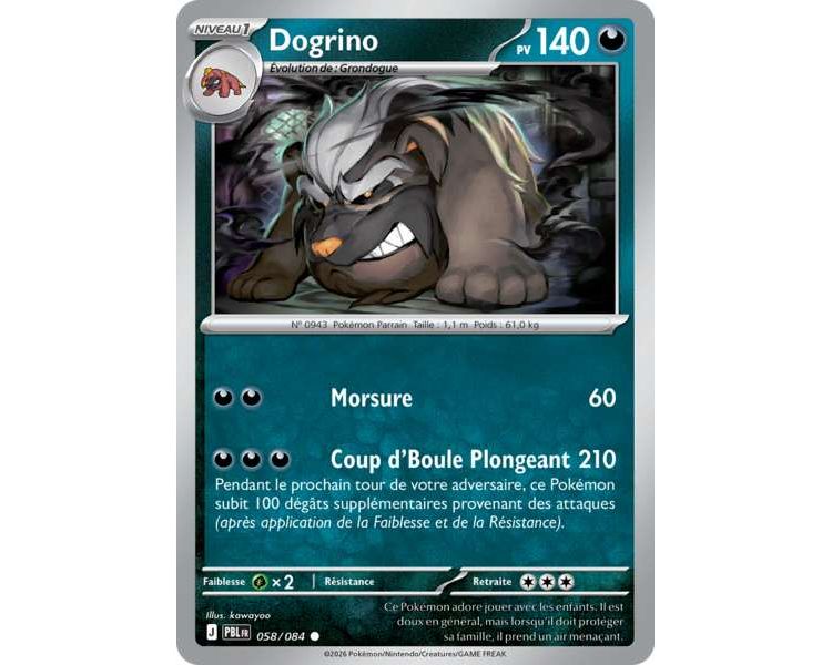 Dogrino Pv 140 058/084 - Carte Commune Reverse - Méga-Évolution Nuit Noire
