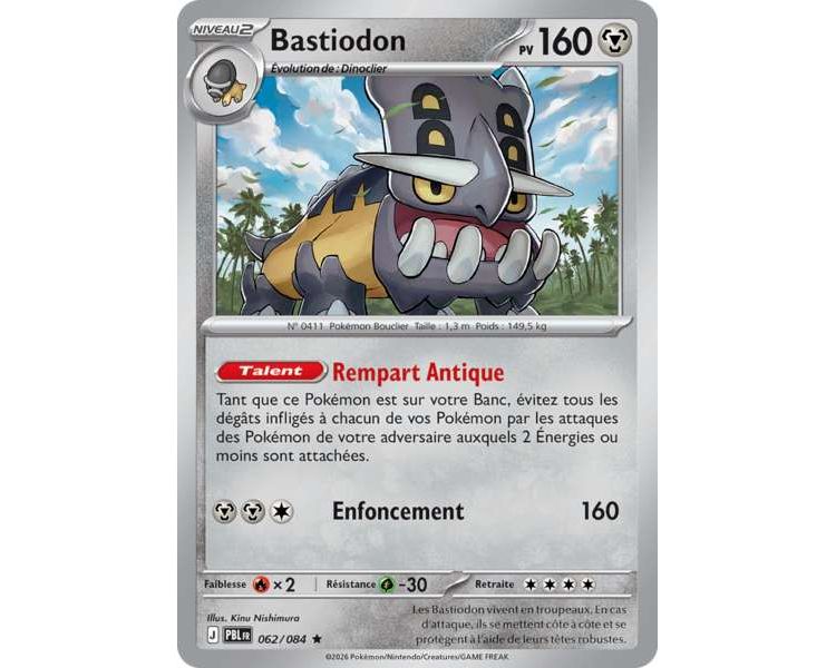 Bastiodon Pv 160 062/084 - Carte Rare Holographique - Méga-Évolution Nuit Noire