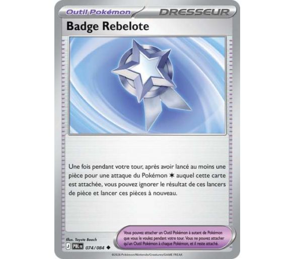 Outil Badge Rebelote 074/084 - Carte Peu Commune Reverse - Méga-Évolution Nuit Noire