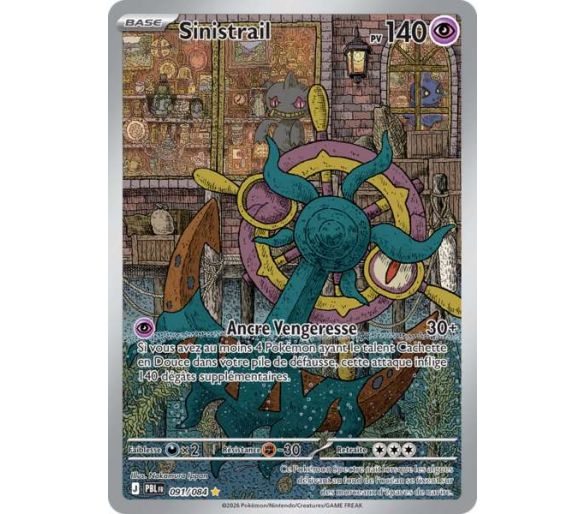 Sinistrail Pv 140 091/084 - Carte Illustration Rare - Méga-Évolution Nuit Noire