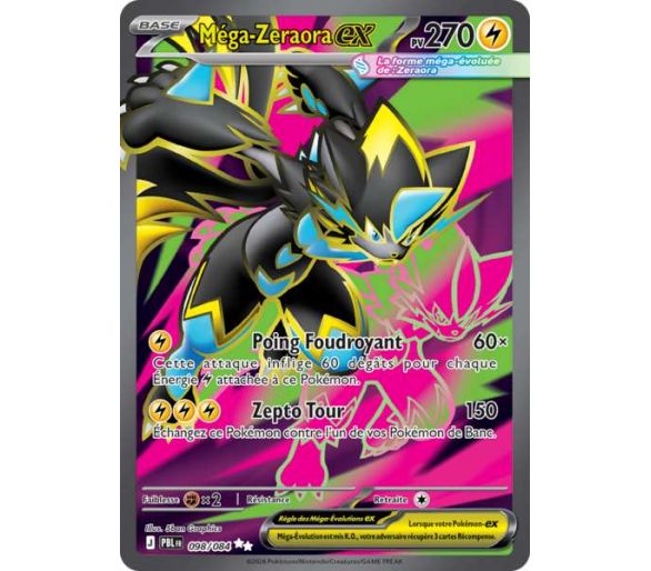 Méga-Zeraora-ex Pv 270 098/084 - Carte Ultra Rare - Méga-Évolution Nuit Noire