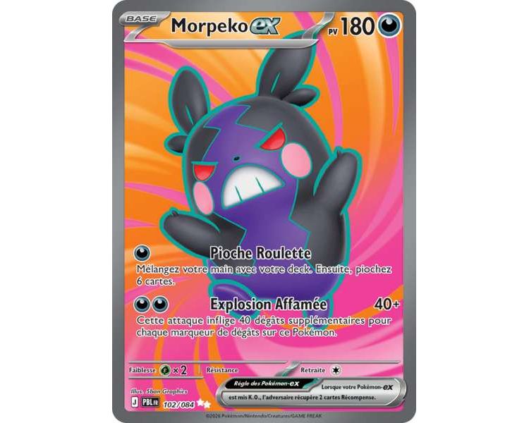 Morpeko-ex Pv 180 102/084 - Carte Ultra Rare - Méga-Évolution Nuit Noire
