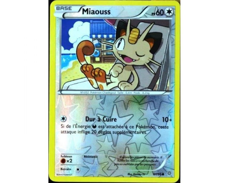 Carte Pokemon reverse Miaouss pv 60 - 61/98