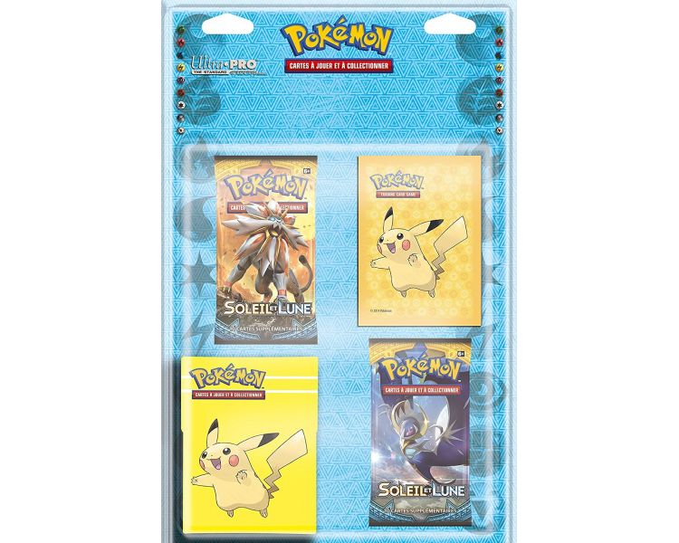 Pack Pokemon Soleil Lune 1 : 2 Boosters SM1 + Accessoires Ultra Pro Deck Box Et Protege Cartes Pikachu