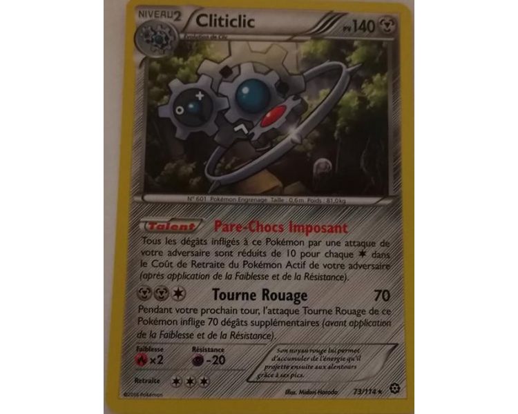 Carte Pokemon CLITICLIC 73//114 HOLO Reverse XY11 Offensive Vapeur FR NEUF