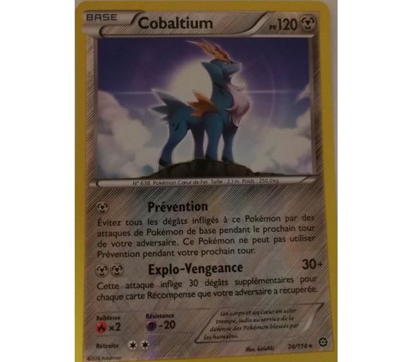Cobaltium REVERSE 120pv 74//114 XY11 Offensive Vapeur Carte Pokemon Rare neuve FR