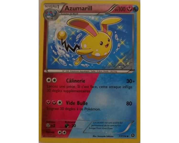 Azumarill Carte Double Energie Peu Commune 100 Pv - 77/114 - XY11