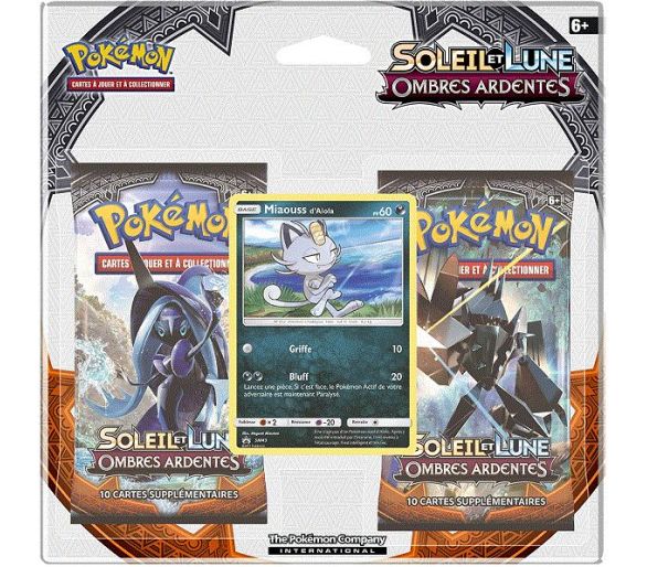 Pack Pokémon 2 boosters Ombres Ardentes et Miaouss d Alola Holo pv60 SM43