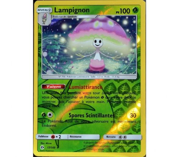 Lampignon Carte Reverse Rare 100 Pv - Soleil Et Lune - 17/149