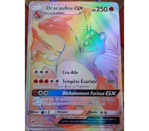 Dracaufeu Gx 250 Pv Carte Pokémon Secrète Arc-En-Ciel - SL3 - 150/147