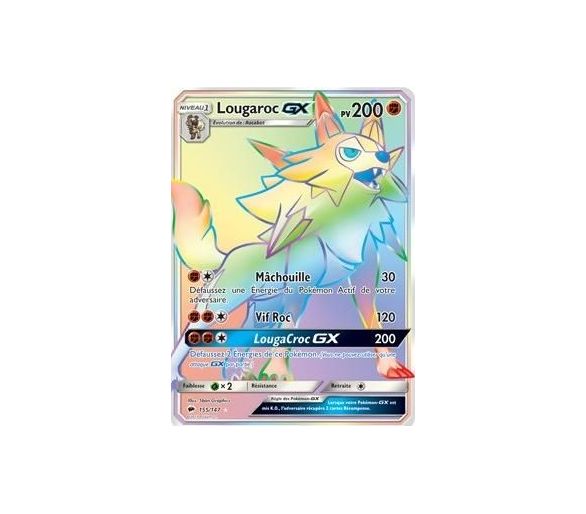 Lougaroc Gx 200 Pv Carte Pokémon Secrète Arc-En-Ciel - SL3 - 155/147