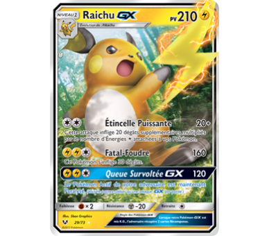Carte Pokémon Raichu GX 210 Pv - SL3.5 - 29/73